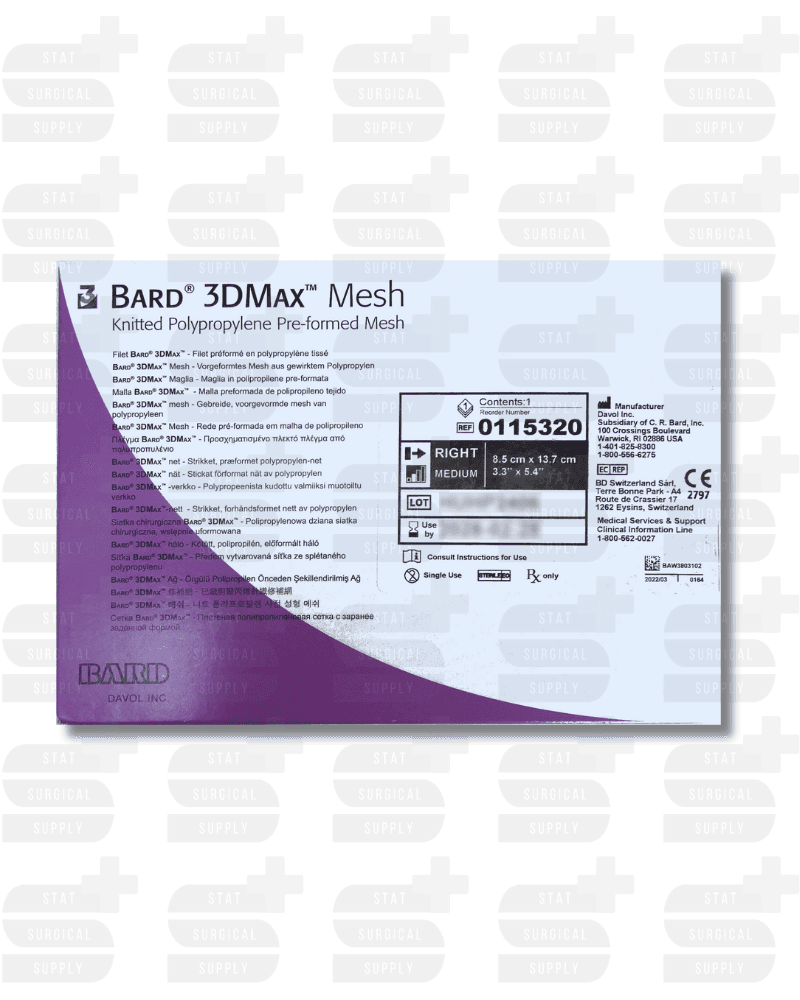 BARD 0115320 - Bard 3DMax Polypropylene Monofilament Mesh, Medium, Right, 3" x 5" BARD 0115320 - Professional Surgical supplies product for healthcare facilities