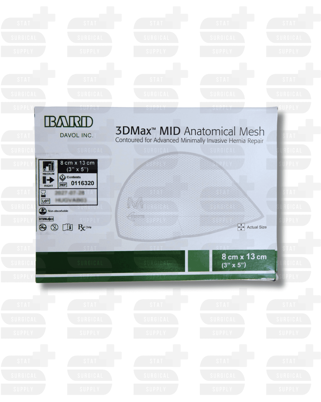 BARD 0116320 - 3DMax™ MID Anatomical Mesh, Medium Right, 8 cm x 14 cm (3 in x 5 in) BARD 0116320 - Professional Surgical supplies product for healthcare facilities
