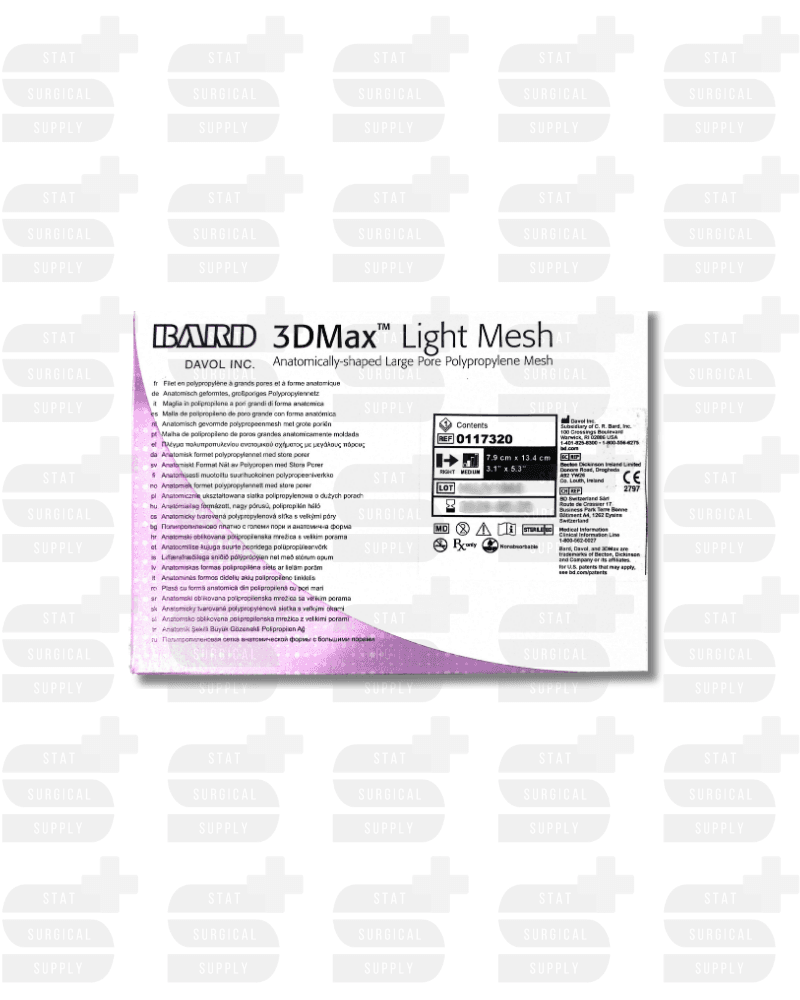 BARD 0117320 - 3DMax™ Light Mesh, Medium Right, 3.1 in x 5.3 in (7.9 cm x 13.4 cm) BARD 0117320 - Professional Surgical supplies product for healthcare facilities
