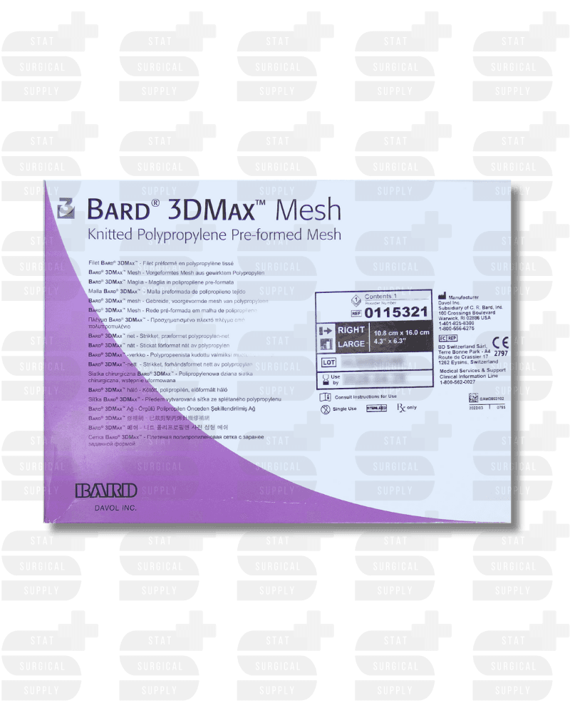 Bard 3DMax Polypropylene Monofilament Mesh, Large, Left, 4" x 6"