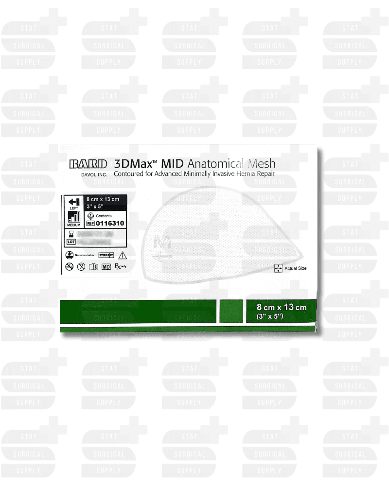 BARD 0116310 3DMax™ MID Anatomical Mesh, Medium Left, 3 BARD - Model 0116310