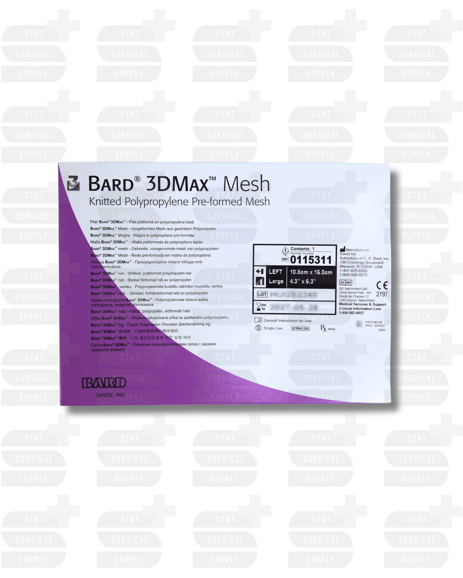 BARD 0115311 3DMax™ Mesh, Large Left, 10.8 cm x 16.0 cm BARD - Model 0115311
